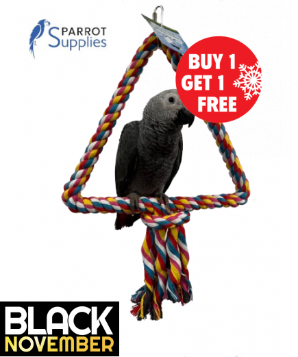 34Cm Medium Triangle Rope Swing Toy Parrot Toy - BOGOF